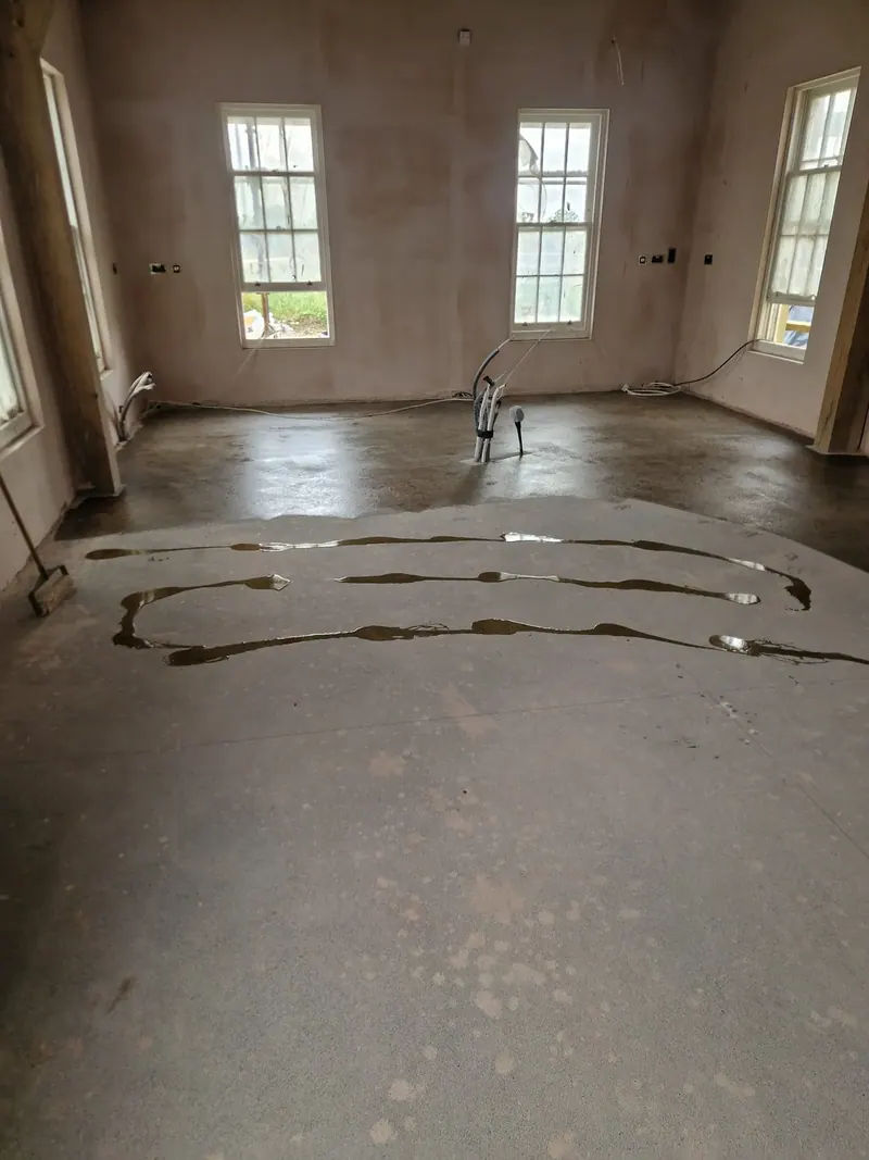Levelling compound applied to a subfloor before new flooring